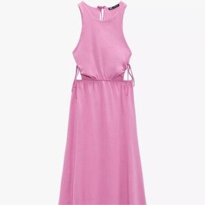 Zara New Cut Out Halter Midi Dress With Ties Small